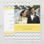 Faire-part Elopement photo gris jaune Chevron (Devant / Derrière)