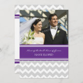 Faire-part Elopement photo Plum Grey Chevron (Devant / Derrière)