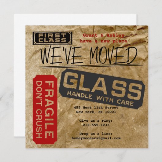 Faire-part Emballez-le ! Annonce de déménagement (Devant / Derrière)