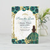 Faire-part Emerald Floral Princess Gold Arch Quinceanera (Debout devant)