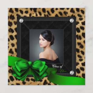 Faire-part Emerald Green Leopard Photo Graduation