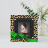 Faire-part Emerald Green Leopard Photo Graduation (Debout devant)