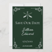 Faire-part Émeraude Vert Monogramme et Flèches Save The Date (Devant)