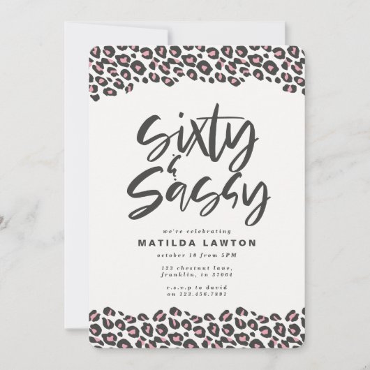 Faire-part Empreinte de léopard rose et noir soixante et sass (Devant)