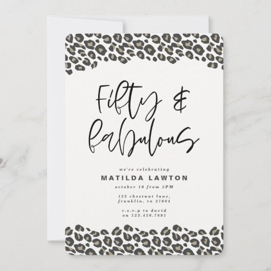 Faire-part Empreinte de léopard soixante et sassy 50e anniver (Devant)