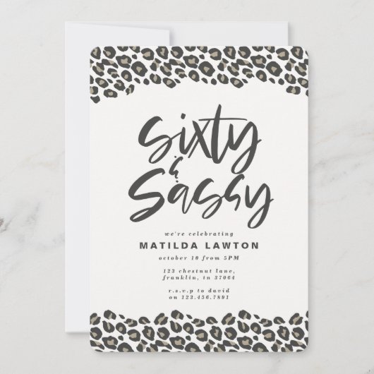 Faire-part Empreinte de léopard soixante et sassy 60e anniver (Devant)