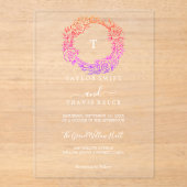 Faire-part en acrylique à monogramme et arche boho (Recto)