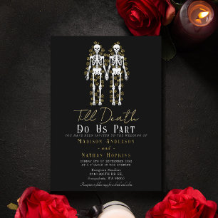 Faire-part en aluminium de mariage squelette gothi