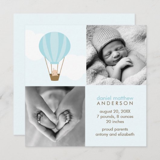 Faire-part En haut, en haut et en bas ! Annonces de naissance (Devant / Derrière)