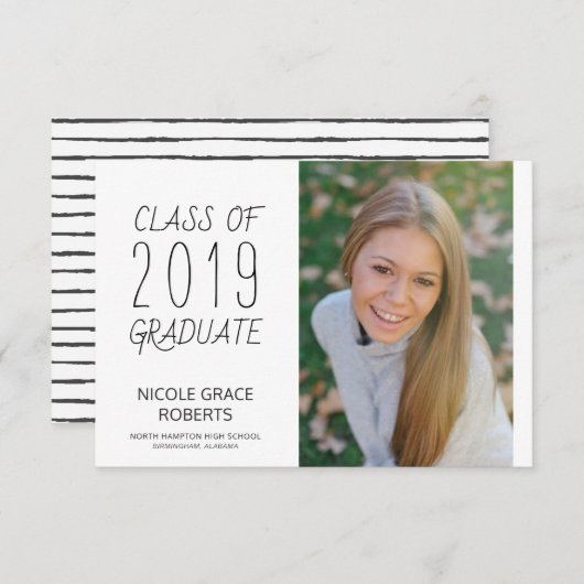 Faire-part en lettres d'obtention du diplôme de (Devant / Derrière)