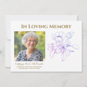 Faire-part En Mémoire d'amour Élégant Floral