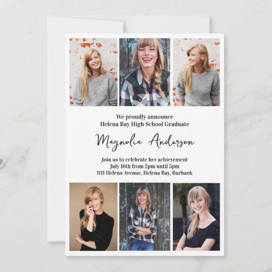 Faire-part En Mon Ère Grad Multi Photo Collage Graduation (Dos)