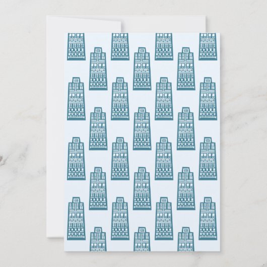 Faire-part en mouvement bleu avec bâtiments rétro (Dos)