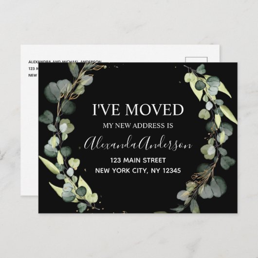 Faire-part en mouvement Eucalyptus Verdure Aquarel (Devant / Derrière)