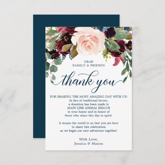 Faire-part En remplacement de Faveurs Merci Place Card Bourgo (Devant / Derrière)