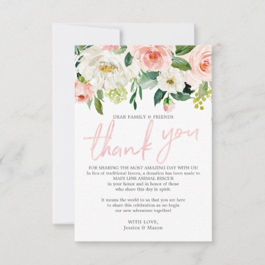 Faire-part En remplacement de Favors Merci Place Card Floral (Devant)