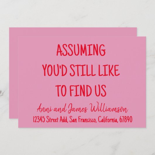 Faire-part En supposant que vous aimeriez toujours nous trouv (Devant / Derrière)