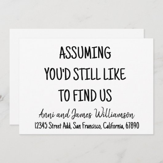 Faire-part En supposant que vous aimeriez toujours nous trouv (Devant / Derrière)
