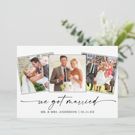 Faire-part Encre de calligraphie moderne stylo 3 Photo Mariag (Debout devant)