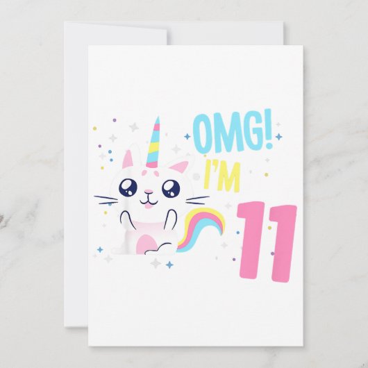 Faire-part Enfants 11 ans fille Anniversaire tenue cadeau Uni (Devant)