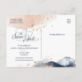 Faire-part Enregistrer la carte postale Date dans Navy, Blush (Dos)