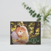 Faire-part Enregistrer la carte postale Date en jaune et gris (Debout devant)