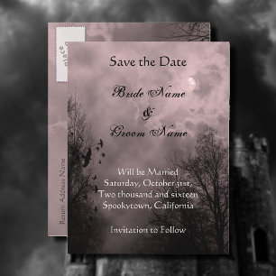Faire-part Enregistrer la carte postale Date Haunted Sky Red 