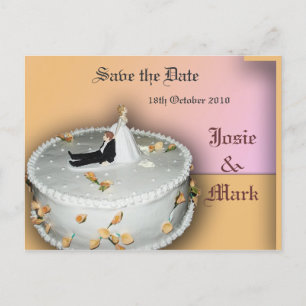 Faire-part Enregistrer la carte postale du gâteau mariage Dat