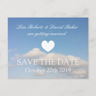 Faire-part Enregistrer la carte postale mariage date ciel n