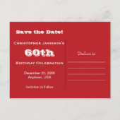 Faire-part Enregistrer la date 60e anniversaire Carte postale (Dos)