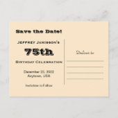Faire-part Enregistrer la date 75e anniversaire Carte postale (Dos)