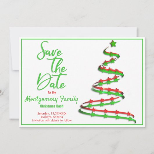 Faire-part Enregistrer La Date | Arbre de Noël moderne (Devant)