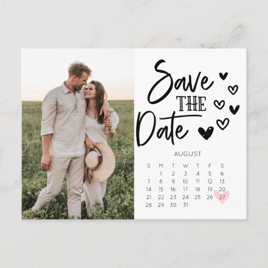 Faire-part Enregistrer La Date Calendrier Carte Postale Main  (Devant)