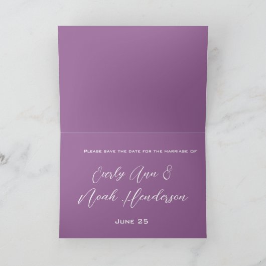 Faire-part Enregistrer la date Calla Lily violette Lavande (Intérieur)