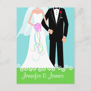 Faire-part Enregistrer la date - Carte postale Mariée et Cham
