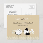 Faire-part Enregistrer La Date Carte Postale Oiseaux Mariages (Devant / Derrière)