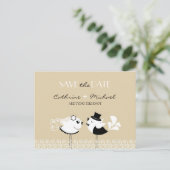 Faire-part Enregistrer La Date Carte Postale Oiseaux Mariages (Debout devant)