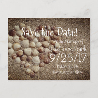 Faire-part Enregistrer La Date Carte Postale - Plage / Coques