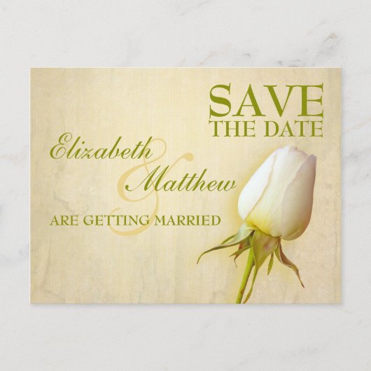 Faire-part Enregistrer la date Carte postale simple Rose blan (Devant)