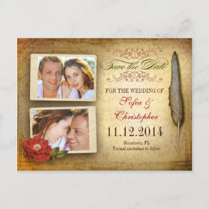 Faire-part enregistrer la date carte postale vintage avec pho