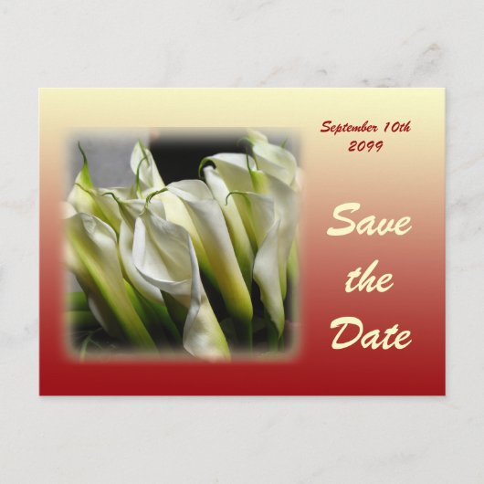 Faire-part Enregistrer la date carte postale - White Calla Li (Devant)