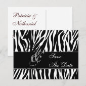 Faire-part Enregistrer la date carte postale Zebra Black Whit (Devant / Derrière)