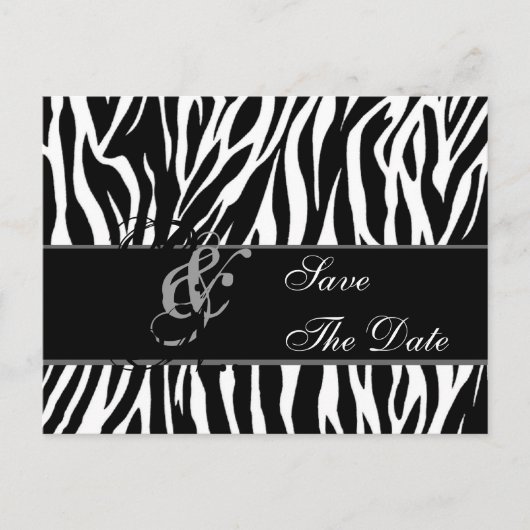 Faire-part Enregistrer la date carte postale Zebra Black Whit (Devant)