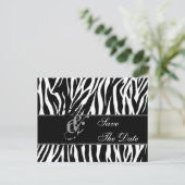 Faire-part Enregistrer la date carte postale Zebra Black Whit (Debout devant)