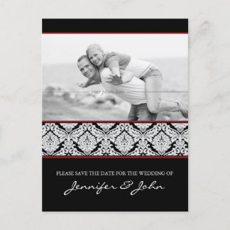 Faire-part Enregistrer la date Damask carte postale Black Red