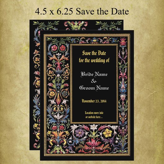 Faire-part Enregistrer la date Floral Illuminé Médiéval modif