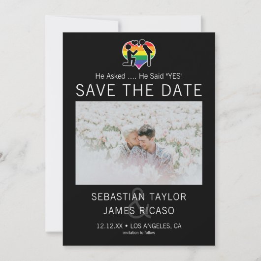 Faire-part Enregistrer La Date Gay Il A Dit Oui Photo Personn (Devant)