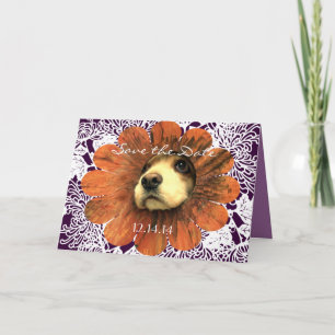 Faire-part Enregistrer la date Love Peeking d'une fleur