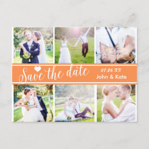 Faire-part ENREGISTRER LA DATE Mariage Orange 6 Carte Postale