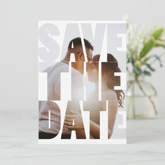 Faire-part Enregistrer La Date Moderne Photo Personnalisée (Debout devant)